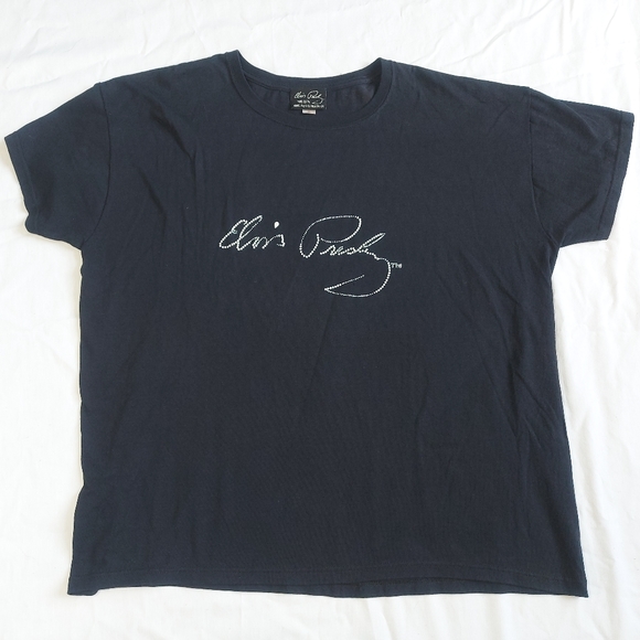 KUN Elvis Presley Black Rhinestone Short Sleeve T-shirt Tee, 2X - Picture 4 of 9